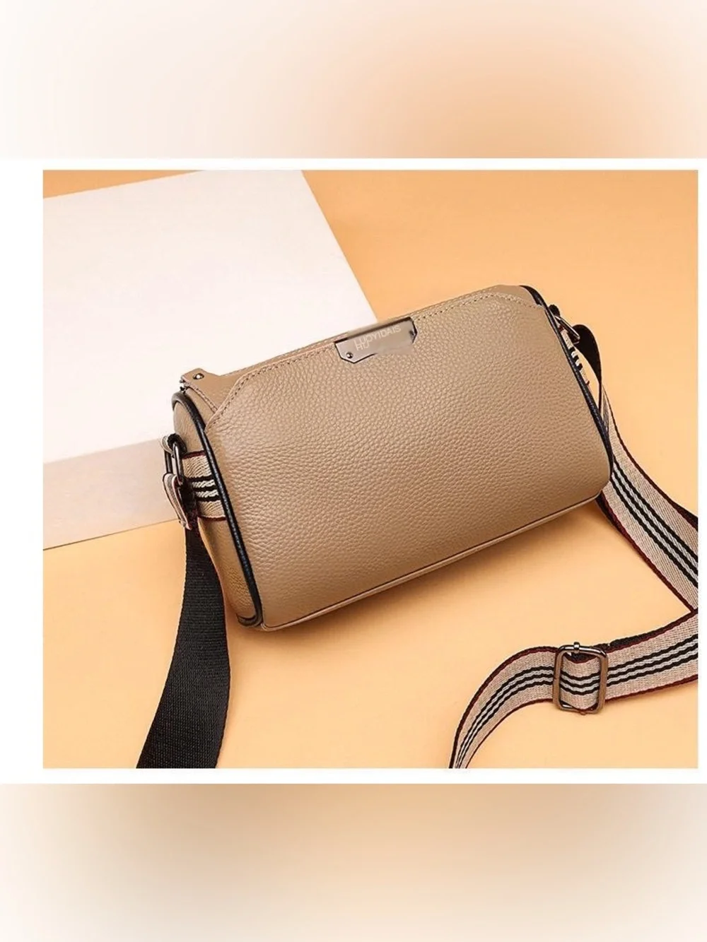 Women's Genuine Leather Crossbody Bag  in Khaki - Stylish Everyday Shoulder Bag